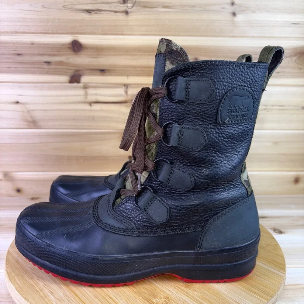Concepts x Sorel Boots Mens 8 Kitchner Black and Camouflage Leather Waterproof